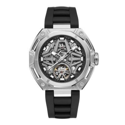 MINBER AeroForge Skeleton JC9236G-2.03 Gunmatelic Beige Silicon Strap Automatic Watch
