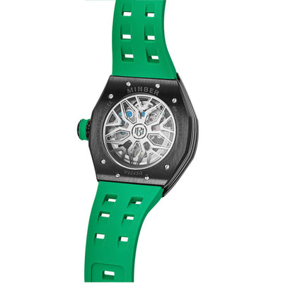 MINBER NOVA JC9045G.02 - Royal Green Silicon Strap Skeleton Automatic Watch