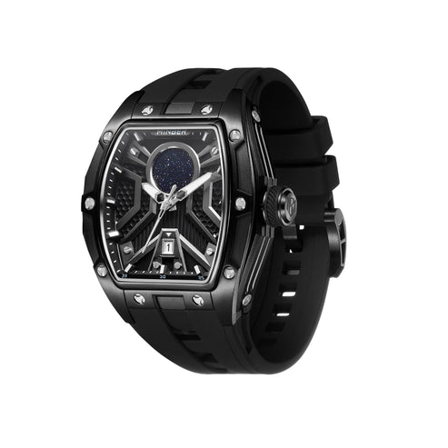MINBER Stellar-X JC915 9G.01 All Black Rubber Strap Quartz Watch