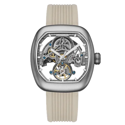MINBER Skeleton-X JC9253G.02 Silver Beige Strap Automatic Watch