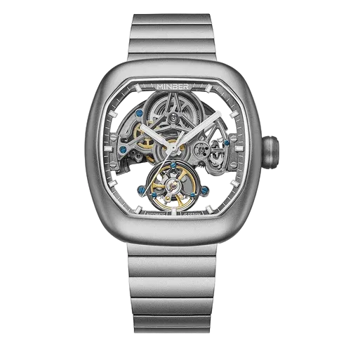 MINBER Skeleton-X JC9253G.01 Silver Steel Chain Automatic Watch