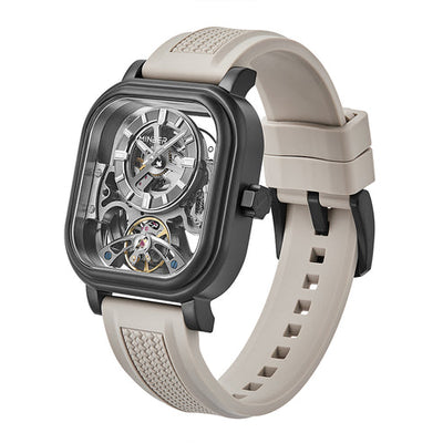 MINBER Velos-Square JC9220G.03 Grey Fluororubber Strap Automatic Watch