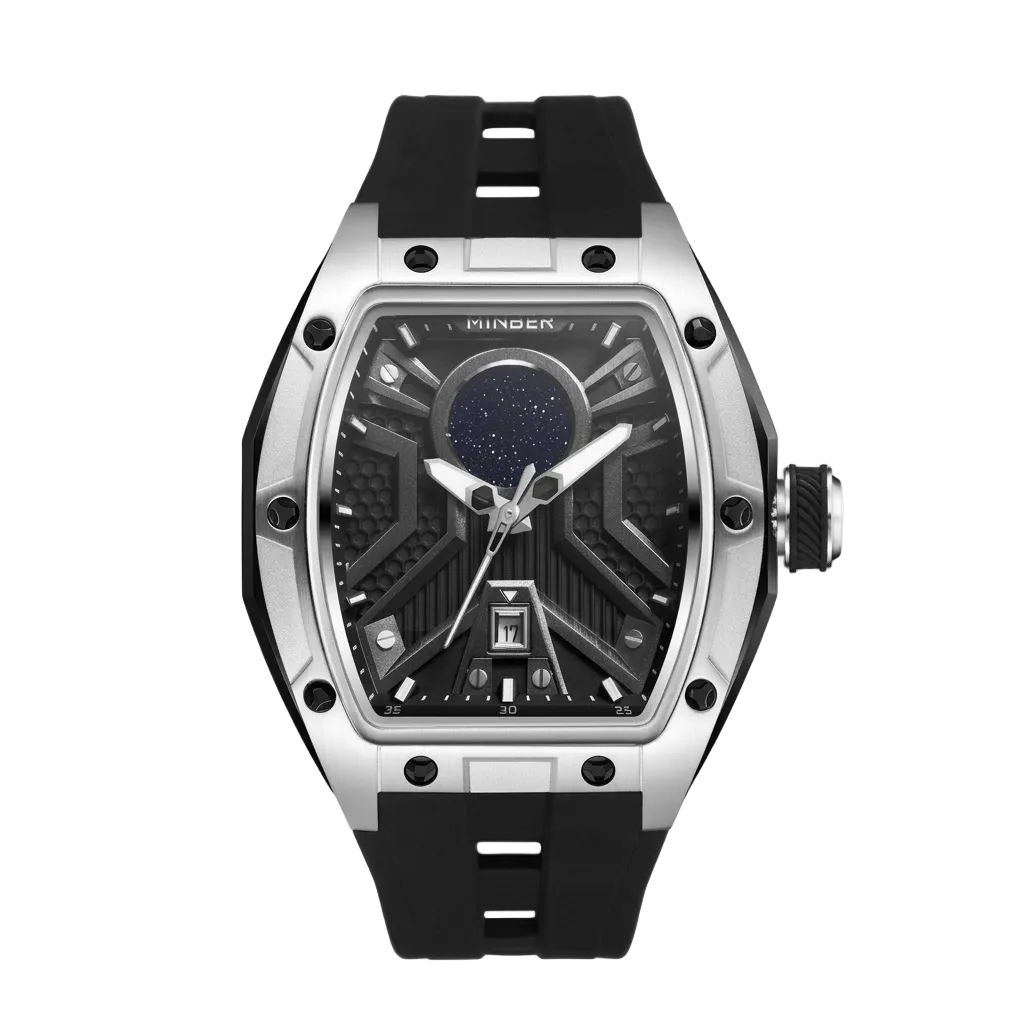 MINBER Stellar-X JC915 9G.02 Silver Stainless steel Black Rubber Strap Quartz Watch