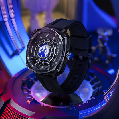 MINBER COSMOS JC9052G.02 All Black Mechenical Movement Black Silicon Strap