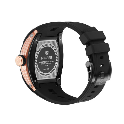 MINBER Stellar-X JC9159G.03 Rose Black Stainless Steel Black Rubber Strap Quartz Watch