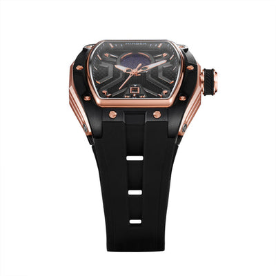 MINBER Stellar-X JC9159G.03 Rose Black Stainless Steel Black Rubber Strap Quartz Watch