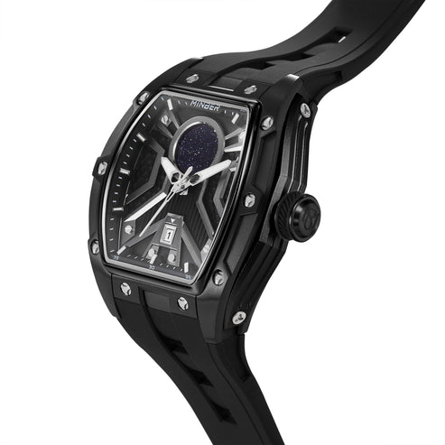MINBER Stellar-X JC915 9G.01 All Black Rubber Strap Quartz Watch
