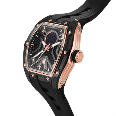 MINBER Stellar-X JC9159G.03 Rose Black Stainless Steel Black Rubber Strap Quartz Watch