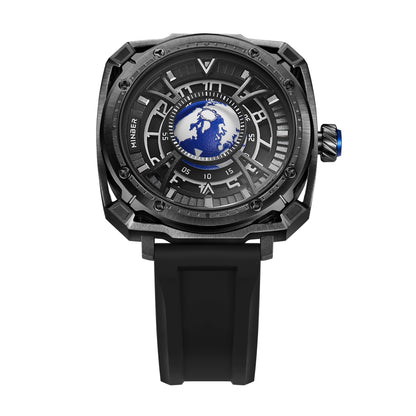 MINBER COSMOS JC9052G.02 All Black Mechenical Movement Black Silicon Strap
