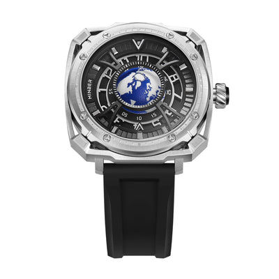 MINBER COSMOS JC9052G.01 Silver Mechenical Movement Black Silicon Strap
