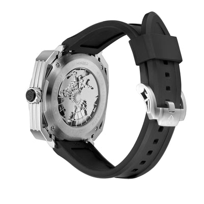 MINBER COSMOS JC9052G.01 Silver Mechenical Movement Black Silicon Strap