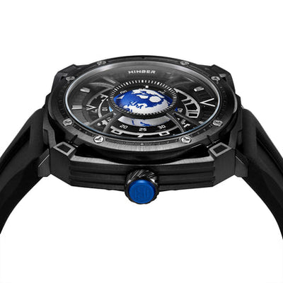 MINBER COSMOS JC9052G.02 All Black Mechenical Movement Black Silicon Strap