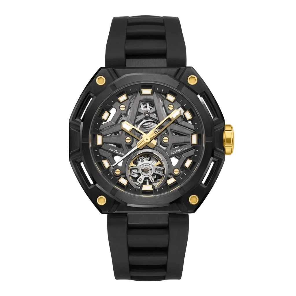 MINBER AeroForge Skeleton JC9236G-2.04 Gunmatelic Beige Silicon Strap Automatic Watch