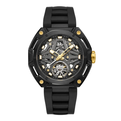 MINBER AeroForge Skeleton JC9236G-2.04 Gunmatelic Beige Silicon Strap Automatic Watch