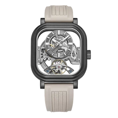 MINBER Velos-Square JC9220G.03 Grey Fluororubber Strap Automatic Watch