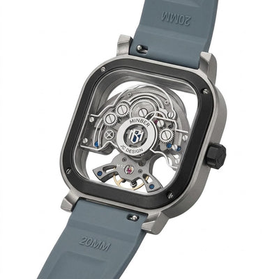MINBER Velos-Square JC9220G.05 Grey Fluororubber Strap Automatic Watch