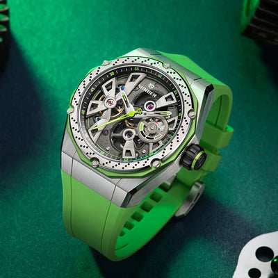 MINBER Velocity-X JC5001G.01 Green Silicone Strap Automatic Watch