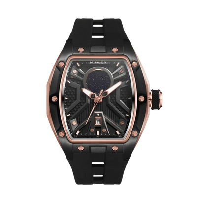 MINBER Stellar-X JC9159G.03 Rose Black Stainless Steel Black Rubber Strap Quartz Watch