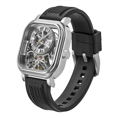 MINBER Velos-Square JC9220G.01 Silver Fluororubber Strap Automatic Watch