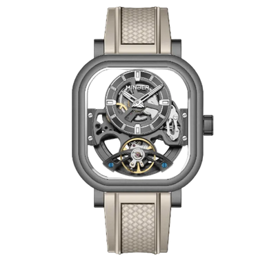 MINBER Velos-Square JC9220G.04 Gunmatelic Fluororubber Strap Automatic Watch