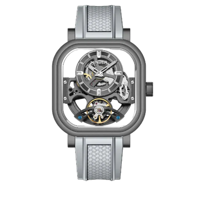 MINBER Velos-Square JC9220G.05 Grey Fluororubber Strap Automatic Watch