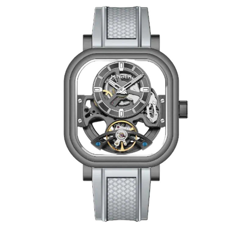 MINBER Velos-Square JC9220G.05 Grey Fluororubber Strap Automatic Watch