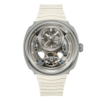 MINBER Prism-Tourbillon JC9217G.01 Silver White Silicone Strap Automatic Men's Watch