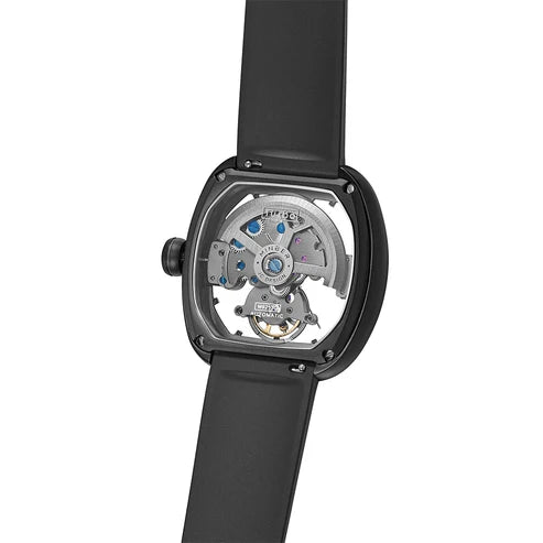 MINBER Skeleton-X JC9253G-1.02 All Black Silicon Strap Automatic Watch