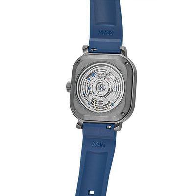 MINBER Heritage Open Heart JC9220G-2.01 Silver Blue Rubber Strap Autoamtic Watch