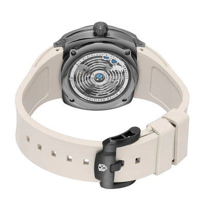MINBER Prism-Tourbillon JC9217G.01 Silver White Silicone Strap Automatic Men's Watch