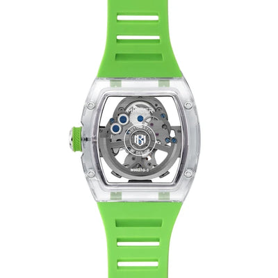 MINBER AETHER JC9027G-3.01 Green Rubber Strap Automatic Skeleton Watch