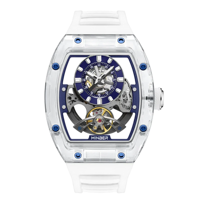 MINBER AETHER JC9027G-3.02 White Rubber Strap Automatic Skeleton Watch