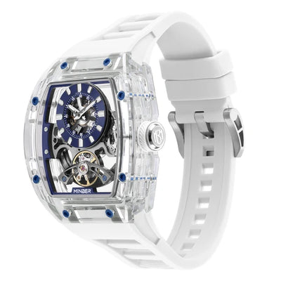 MINBER AETHER JC9027G-3.02 White Rubber Strap Automatic Skeleton Watch