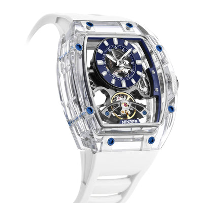 MINBER AETHER JC9027G-3.02 White Rubber Strap Automatic Skeleton Watch