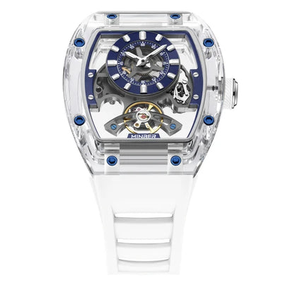 MINBER AETHER JC9027G-3.02 White Rubber Strap Automatic Skeleton Watch