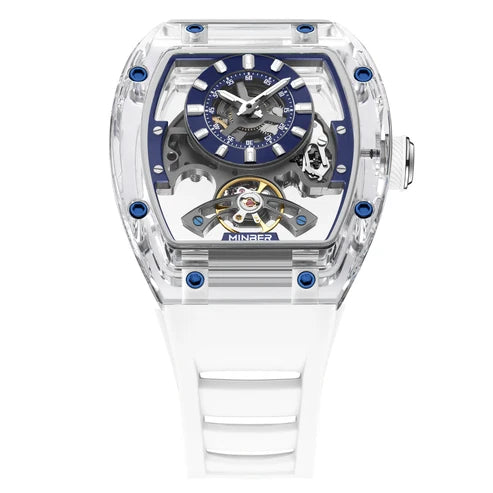 MINBER AETHER JC9027G-3.02 White Rubber Strap Automatic Skeleton Watch
