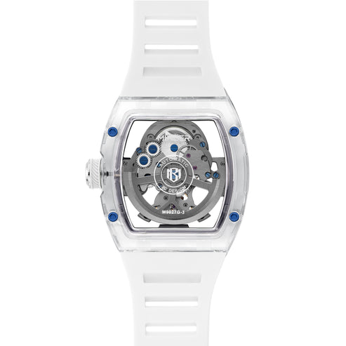 MINBER AETHER JC9027G-3.02 White Rubber Strap Automatic Skeleton Watch