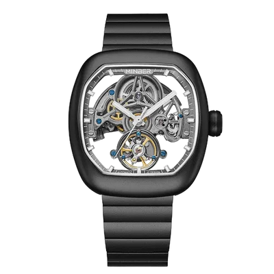 MINBER Skeleton-X JC9253G-1.01 All Black Steel Chain Automatic Watch