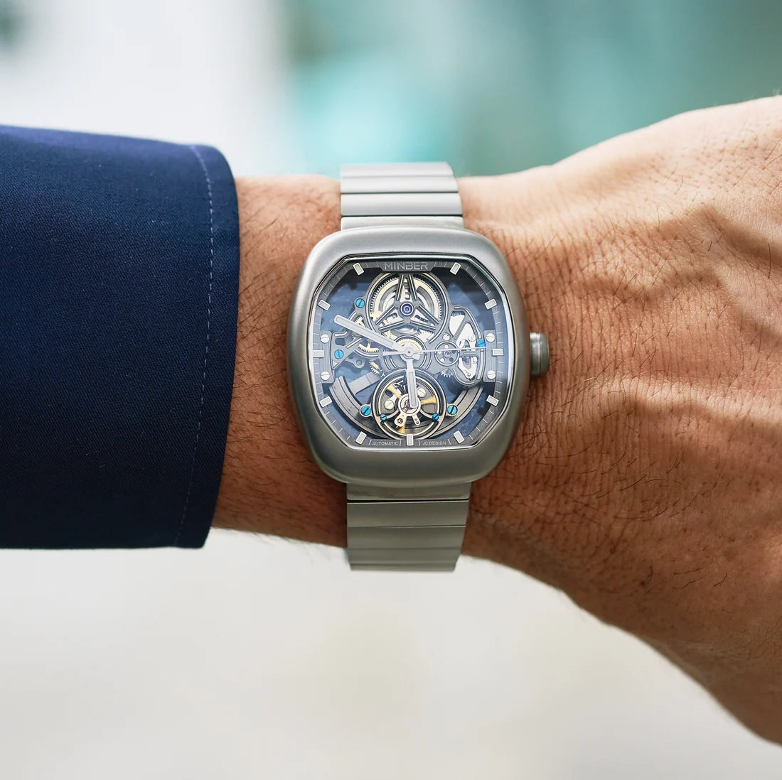 MINBER Skeleton-X JC9253G.01 Silver Steel Chain Automatic Watch