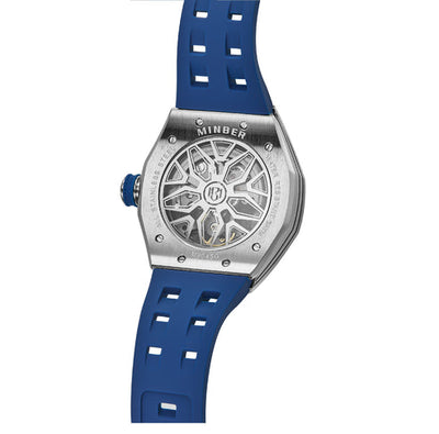 MINBER NOVA JC9045G.01 - Royal Blue Silicon Strap Skeleton Automatic Watch