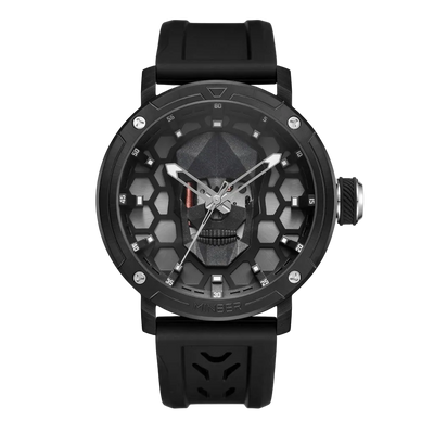 MINBER Skullex-Phentom JC9092G.01 All Black With Black Silicon Strap Quartz Watch