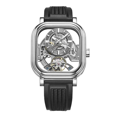 MINBER Velos-Square JC9220G.01 Silver Fluororubber Strap Automatic Watch