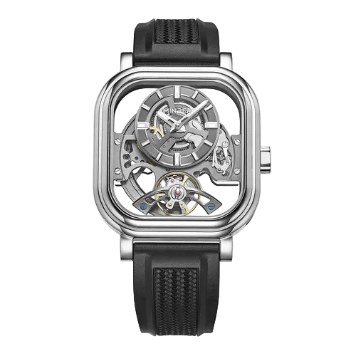 MINBER Velos-Square JC9220G.01 Silver Fluororubber Strap Automatic Watch