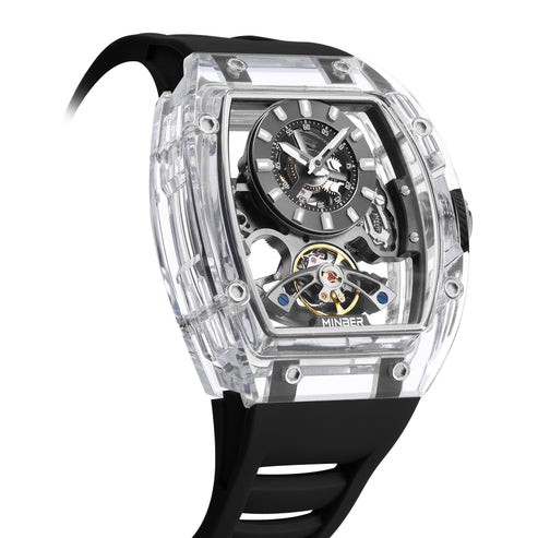 MINBER AETHER JC9027G-3.03 Black Rubber Strap Automatic Skeleton Watch