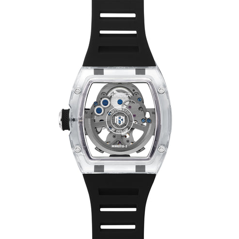 MINBER AETHER JC9027G-3.03 Black Rubber Strap Automatic Skeleton Watch