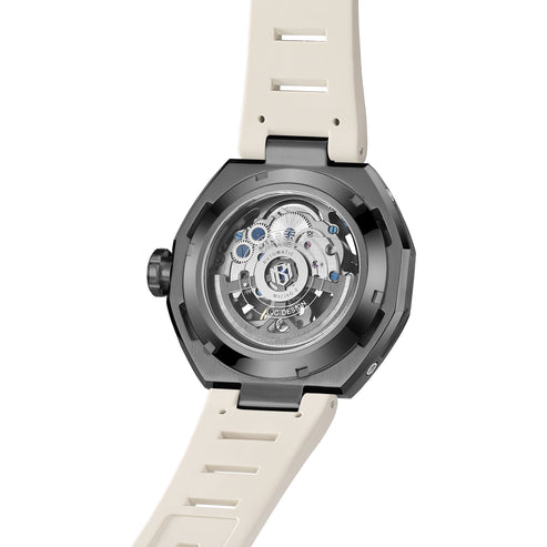 MINBER AeroForge Skeleton JC9236G-2.01 Gunmatelic Beige Silicon Strap Automatic Watch