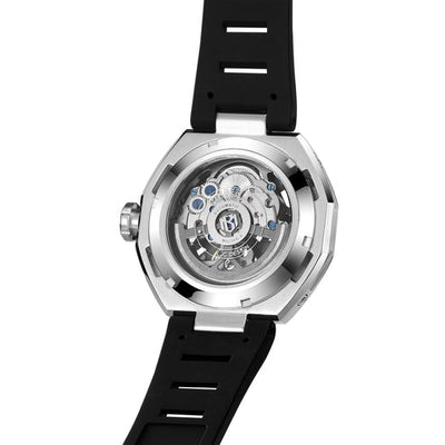 MINBER AeroForge Skeleton JC9236G-2.03 Gunmatelic Beige Silicon Strap Automatic Watch