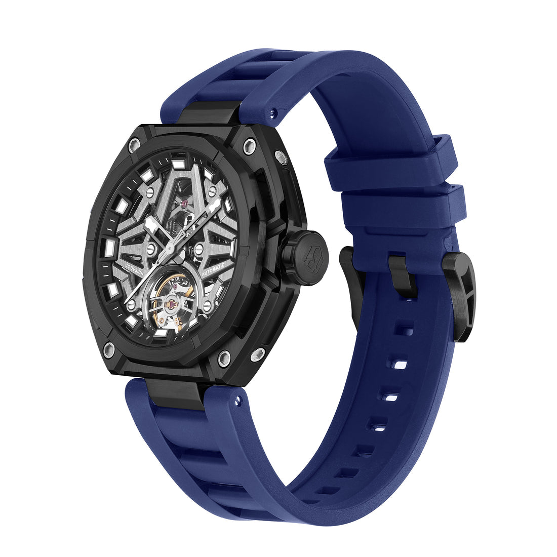 MINBER AeroForge Skeleton JC9236G-2.02 Gunmatelic Blue Silicon Strap Automatic Watch