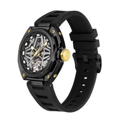 MINBER AeroForge Skeleton JC9236G-2.04 Gunmatelic Beige Silicon Strap Automatic Watch