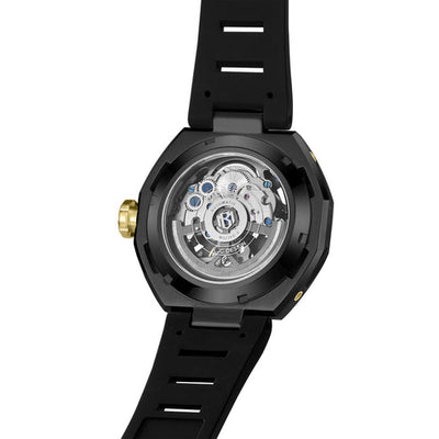 MINBER AeroForge Skeleton JC9236G-2.04 Gunmatelic Beige Silicon Strap Automatic Watch